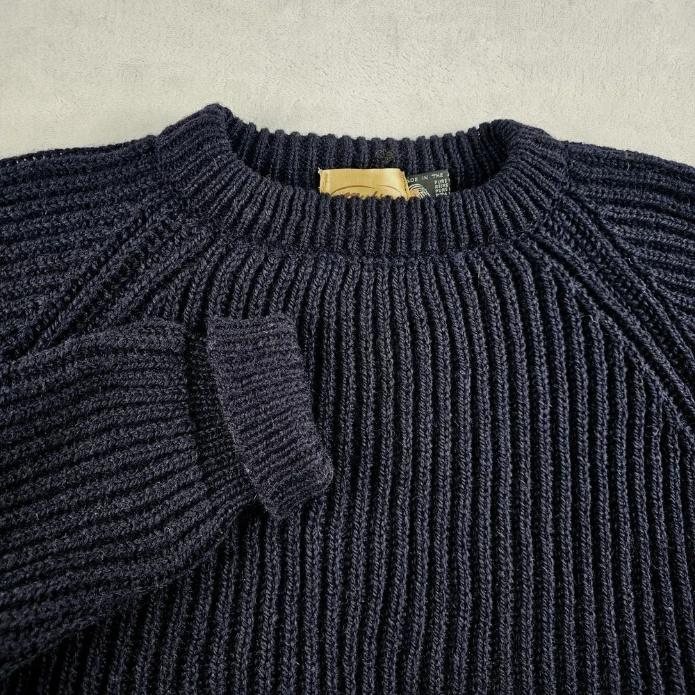 Vintage 80's Mybro Chunky Knit Jumper Mens XL Fisherman Aran Heavyweight Navy UK